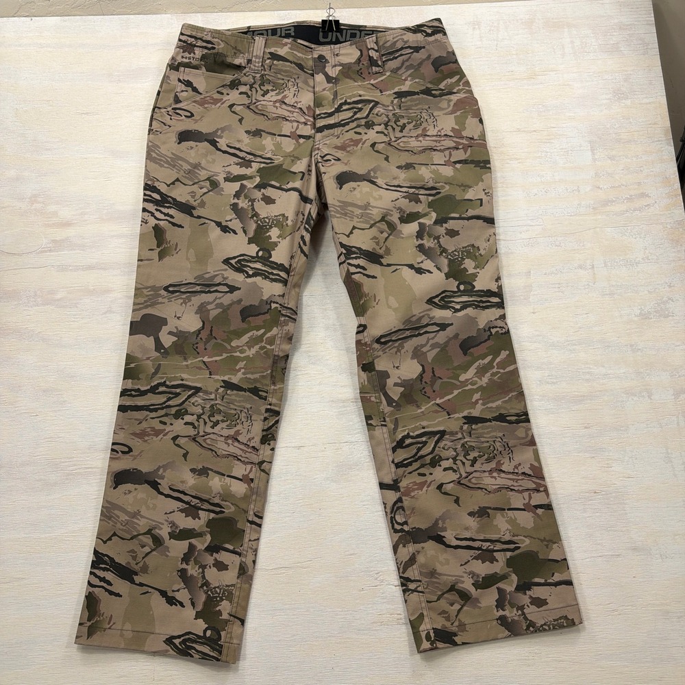 Under Armour Pants Storm Camo Hunting 38/30 Ridge Reaper Forest Camouflage Mens